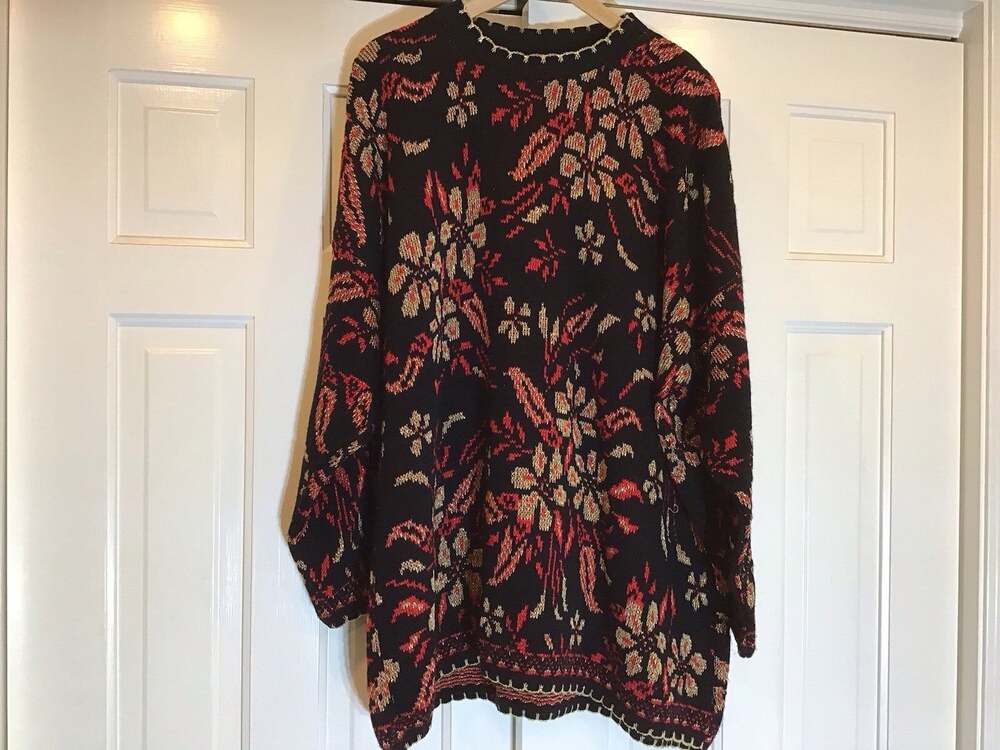 VTG Nutcracker Women 2x Knit Sweater Holiday Xmas Gold Poinsettia Sparkle 90’s
